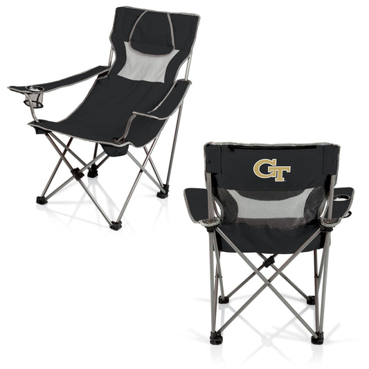 Picnic TIME NCAA Georgia Tech Yellow Jackets Campsite Camping Chair, Picnic Chair, Outdoor Folding Chair with Carry Bag, Beach Chair, (Black with Gray Accents), 23 x 18 x 36
