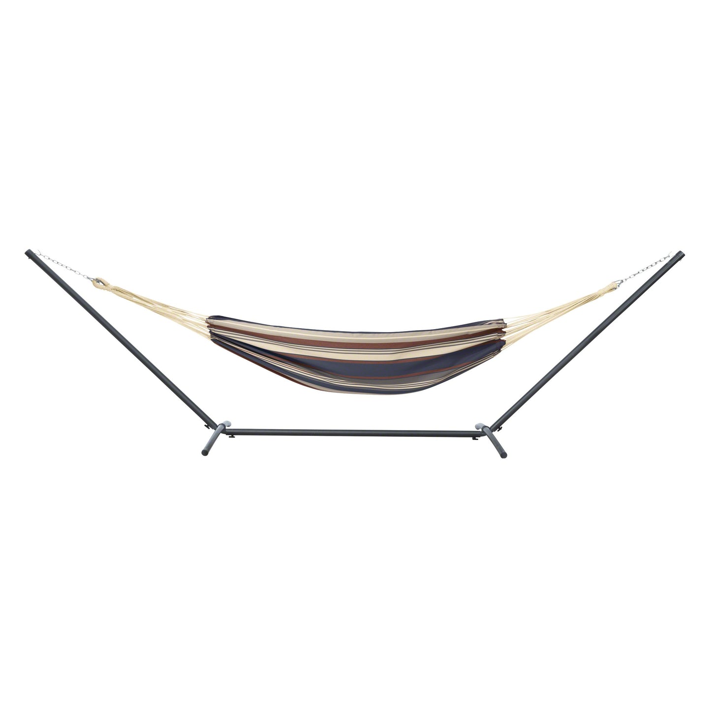 Classic Accessories Montlake Fadesafe Brazilian Hammock with Steel Stand, Heather Indigo Blue Multi-Stripe