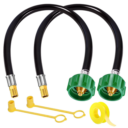 2 Pack 15" RV Propane Hose with 1/4" Male NPT & Qcc1/Typel,Propane Hose - RV Propane Regulator 2 Tank Hoses, RV Propane Tank Hose for Camper, Trailer, BBQ Grill, Outdoor Cooking & Camping.
