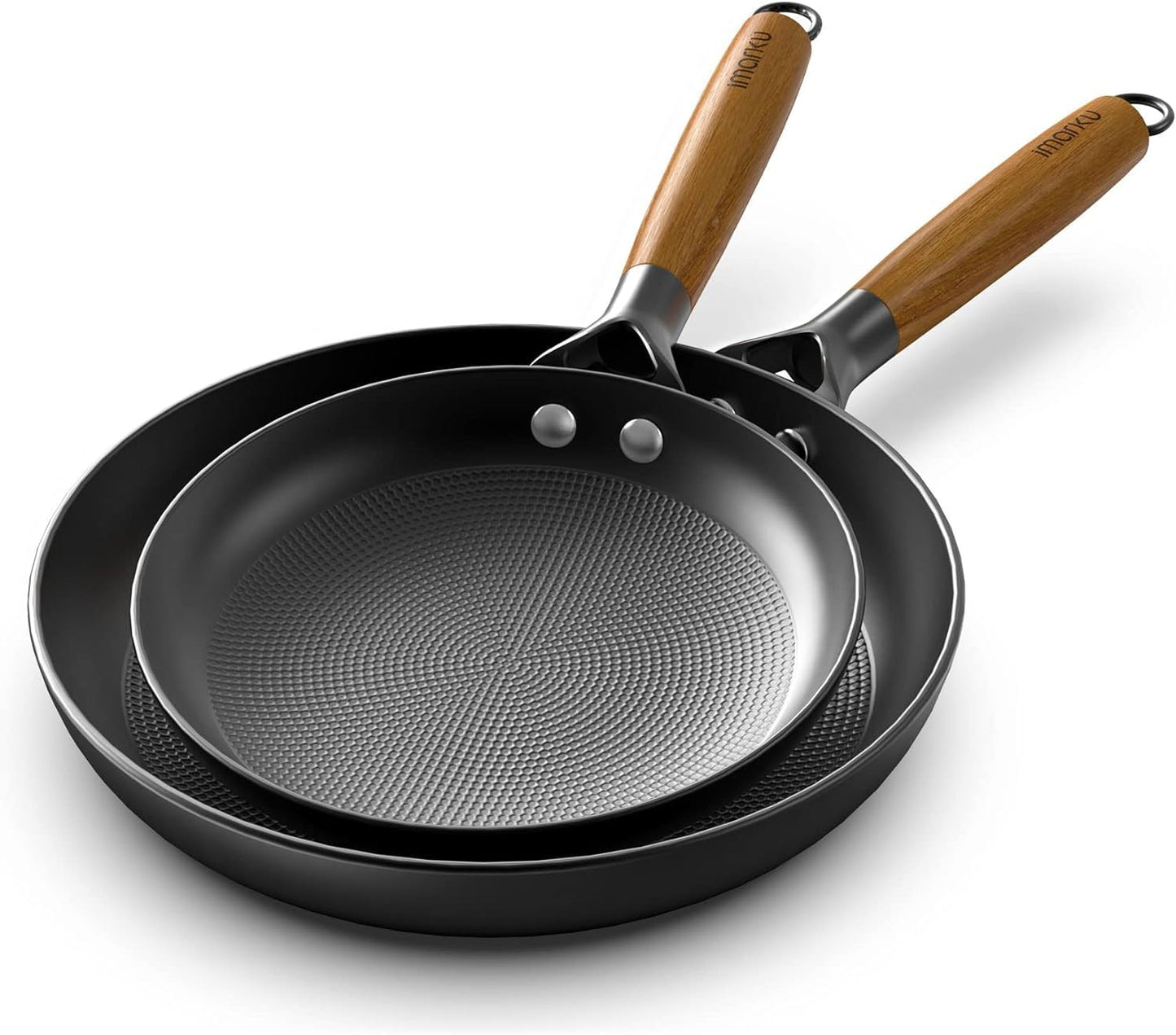 imarku Non Stick Frying Pans - 8 inch & 10 inch Frying Pan Nonstick Set, Honeycomb Lock Oil Cast Iron Skillets, Dishwasher Safe, Induction Compatible, Detachable Handle Pans, Best Gifts