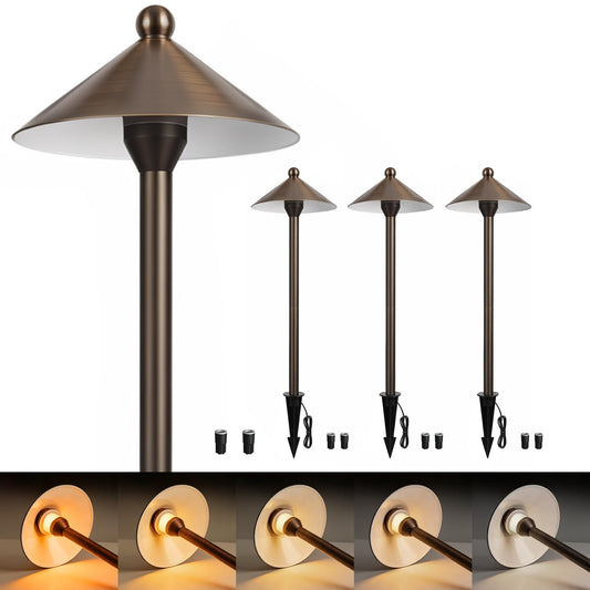 LOHAS Low Voltage Pathway Lights 4-Pack, 12V Landscape Lighting Outdoor with 5 Color Temperatures (2700K-6000K), IP65 Waterproof Wired Path Lights, Oil Rubbed Bronze Finish for Yard Garden Driveway