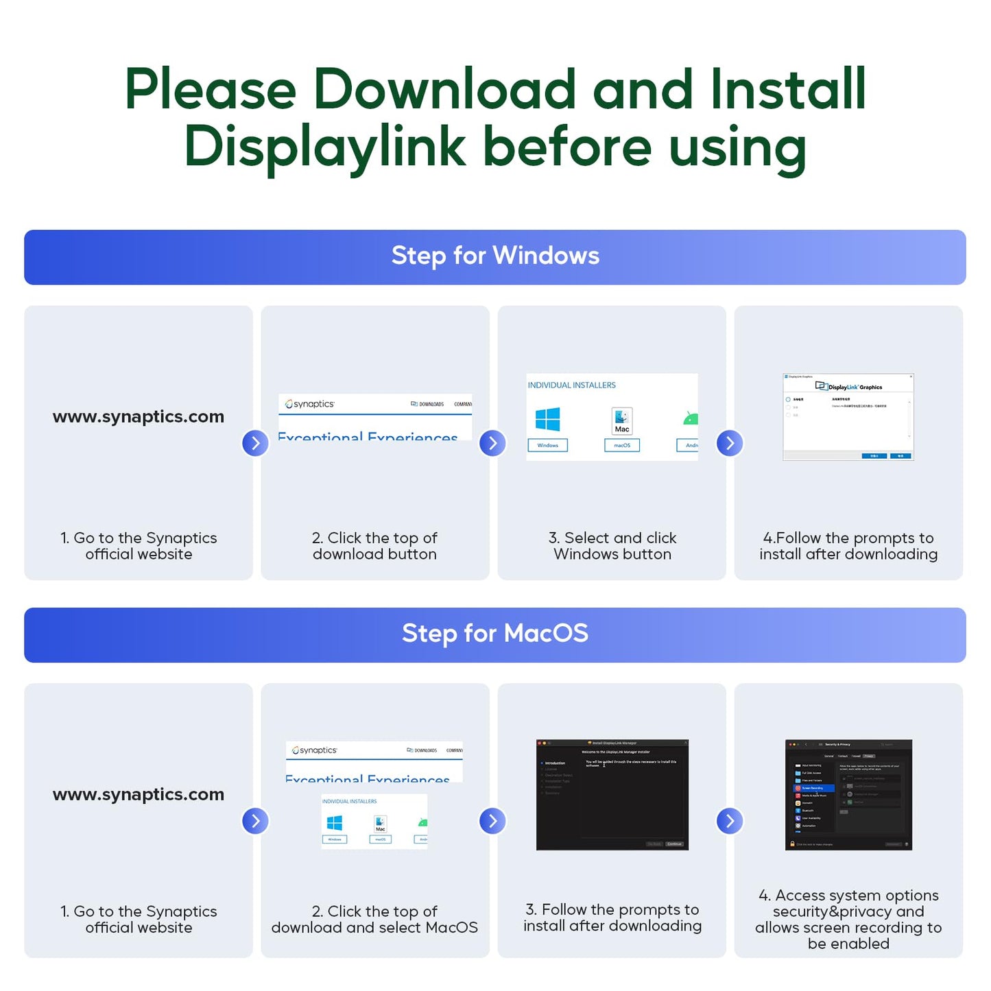 PULWTOP Displaylink Docking Station, Triple Display DisplayLink Dock for MacBook M1/M2/M3 Windows, 4K@60Hz Laptop Docking Station with 2 HDMI, 2 Display Port, PD, USB C Data, 4 USBA, Ethernet, Audio