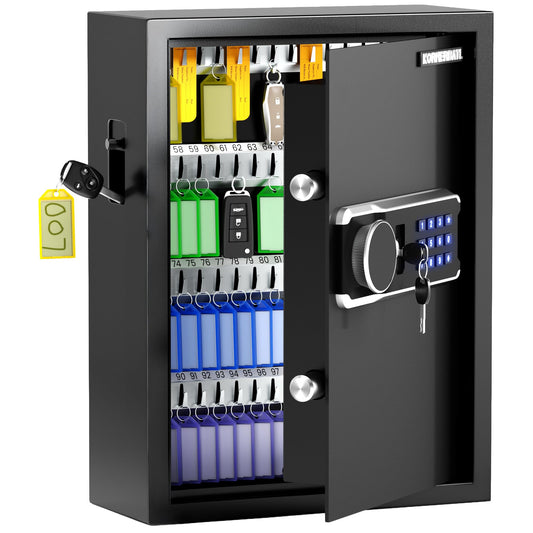 KornerBatl Heavy Duty 103 Position Electronic Key Lock Box with Anti-Theft Deposit Key Slot & Key Out Tags, Key Box Wall Mount with Code for Home Office