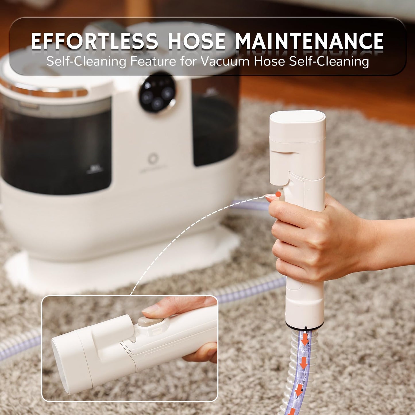 Airthereal Portable Upholstery Spot Cleaner, Instant Heating Carpet Cleaner Machine, Shampooer Machine with Self-Cleaning, 14 Kpa Stain Remover Deep Cleaner for Pets, Stairs, Car Seat and Couch