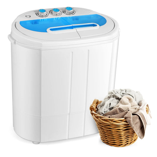 Tiktun Portable Washing Machine,Mini Twin Tub Washing Machine w/Wash and Spin Cycle,13lbs Capacity For Camping,Apartments,Dorms,RV