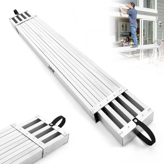 Garvee 9-15FT Aluminum Telescoping Work Plank, 12.5 inch Width Extension Plank, 440Lbs Capacity Extension Boards, Adjustable Scaffolding Plank with Skid-Proof Platform Scaffold Ladder Accessory