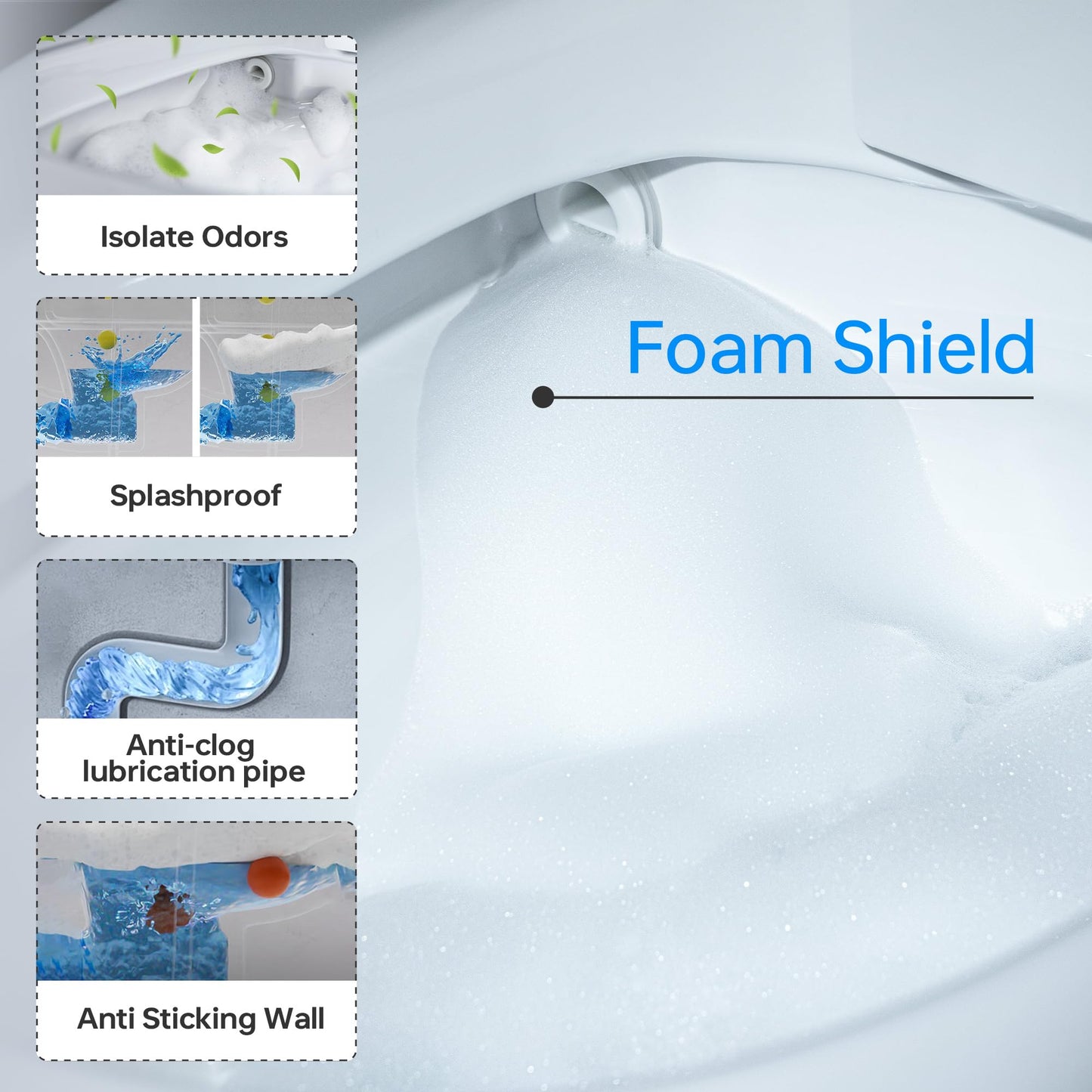 WOODBRIDGE Smart Toilet with 1000g MaP Flush Score, Foam Shield, Moving Dryer, ADA Comfort Height, Auto Flush, Blackout Flush, Auto Open & Close, Heated Seat, Bidet Toilet with Tank Built in (B0930S)