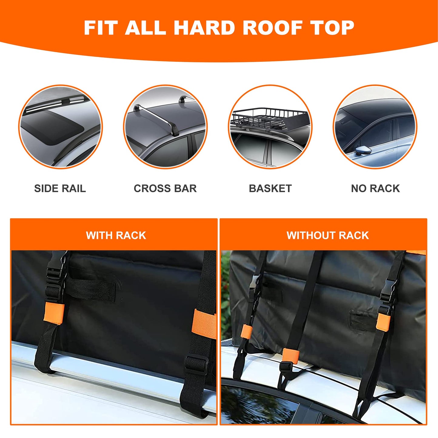 MeeFar Rooftop Cargo Carrier Car Roof Bag 21 Cubic Feet 100% Waterproof Car Top Carrier, Fits All Vehicle with/Without Rack,Include Anti-Slip Mat,10 Reinforced Straps,6 Door Hooks,Luggage Lock