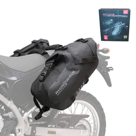 Rhinowalk Motorcycle Saddle Bags Waterproof Motorbike Panniers Tail Side Bag Motor Powersports Luggage for Most Motorcycles Adventure Travel Long Rides, 18L (9L*2), Black 1 Pair