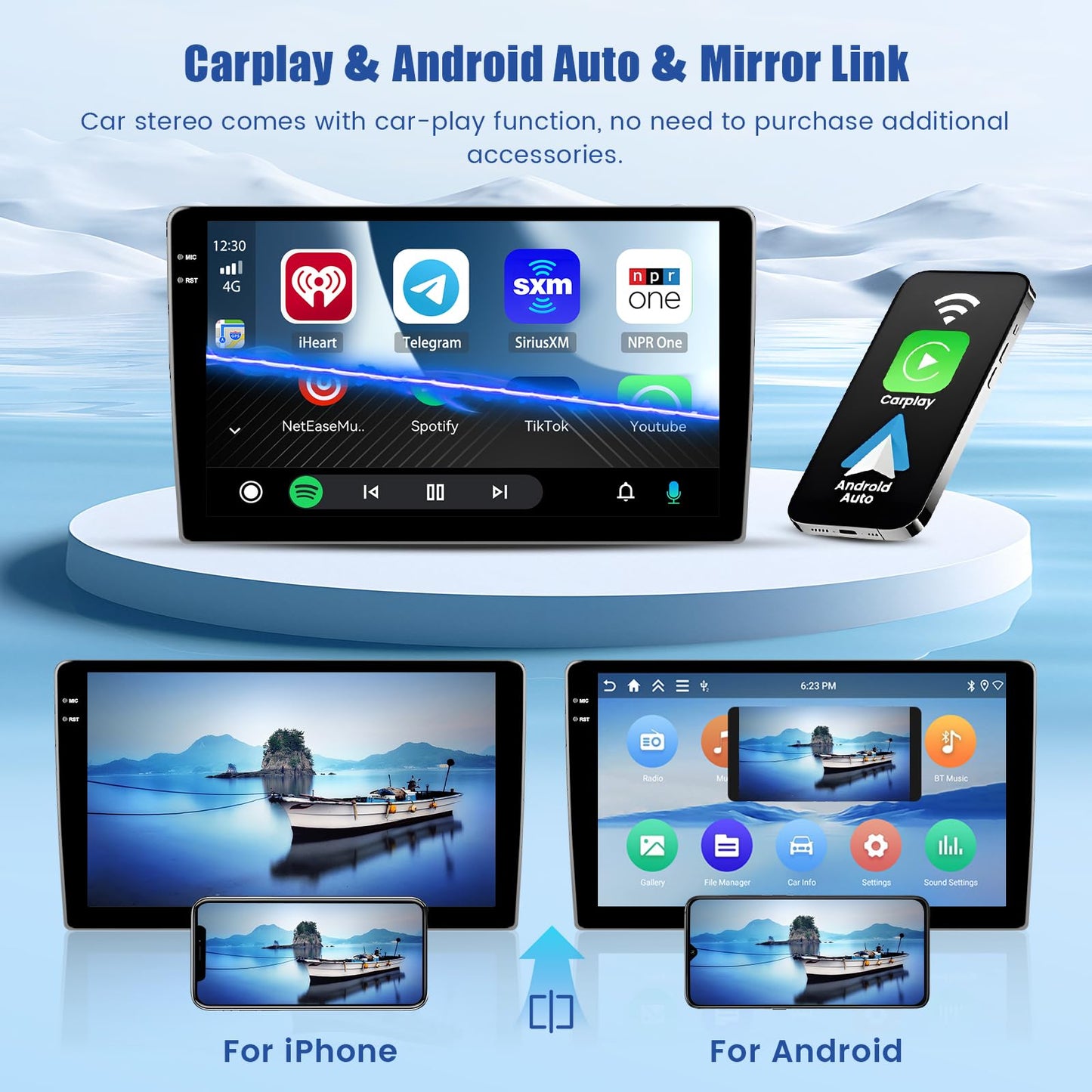 5Ghz WiFi [4G+128G] Android 15 Car Radio for Jeep Compass Patriot 2010-2016 Car Stereo with Wireless Carplay/Android Auto, 10 Inch HD Touch Screen with GPS Bluetooth FM/RDS EQ SWC