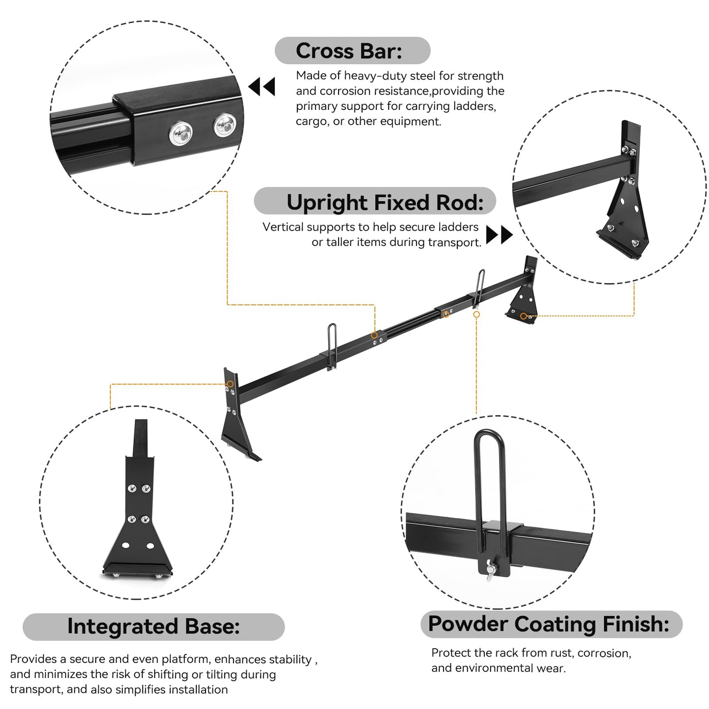 Colinktool Adjustable Van Ladder Roof Racks, Universal Roof Ladder Rack, Fit Chevy Express Fullsize Van 1996-Up,Suitable for Vans with Rain Gutter-3Pack Load Capatity 800LBs