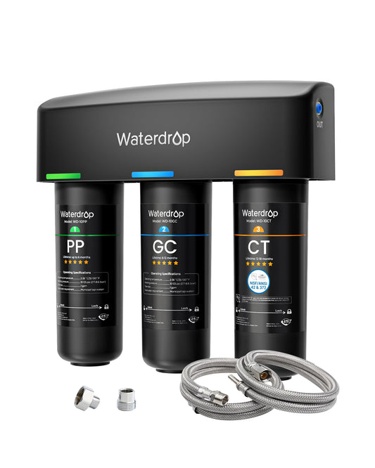 Waterdrop TSA 8 Layer Under Sink Water Filter System, Under Sink Water Filtration System, Reduces PFAS, PFOA/PFOS, Fluoride, Chlorine, Bad Taste & Odor, NSF/ANSI 42 Certified, Direct Connect to Faucet