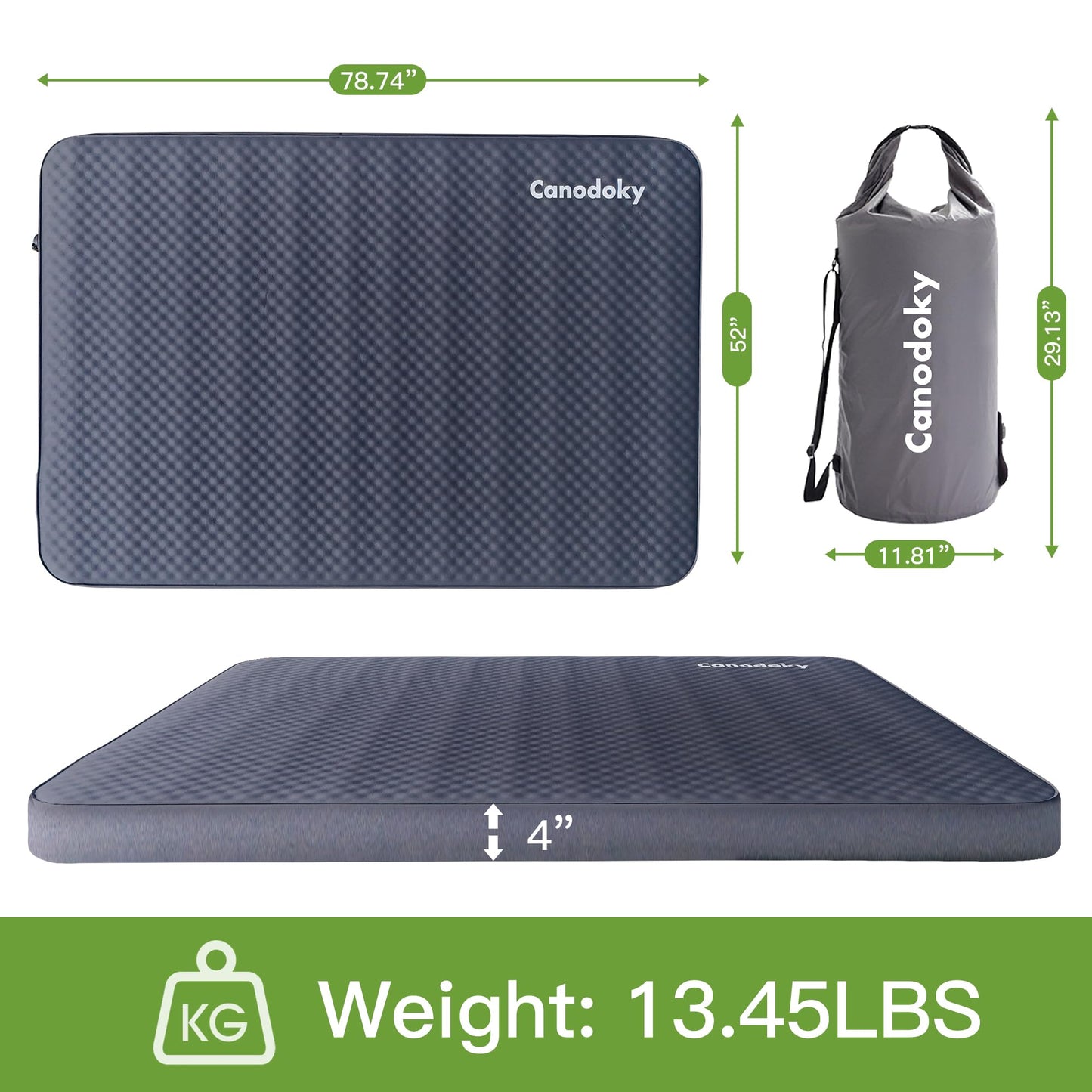 4" Ultra-Thick Self-Inflating Sleeping Pad with 3-in-1 Rechargeable Pump, Air Adjustable Foam Camping Mattress, 9.5R Heavy-Duty Double Sleeping Pad for Car, Truck, Van, Rooftop Tent – 4-Season Use