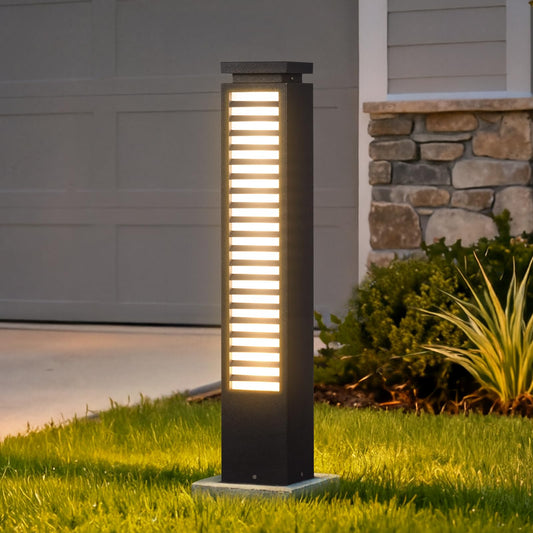 MVBT Outdoor Pathway Lights, 27.6" AC 100-240V Bollard Lights, IP65 Waterproof Path Light, 3000K LED Bollard Landscape Lighting, Modern Commercial Curb Appeal Light for Garden Driveway Sidewalk Lawn