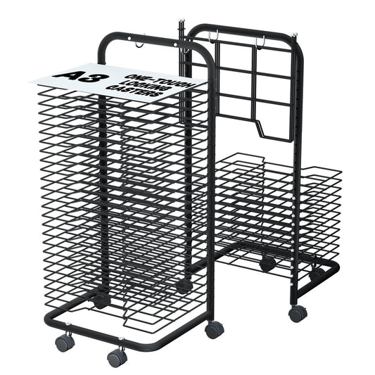 INNOVART 25 Shelves Mobile Art Drying Rack for Classroom & Art Studio, Portable Steel Painting Drying Rack with 4 Wheels, Functional Artwork Display Storage Racks for Classroom, Craft Room, Home