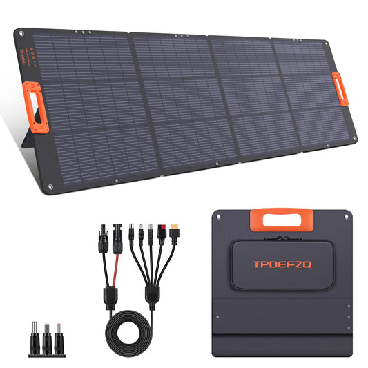 TPDEFZQ 200W Portable Solar Panel Charger,Foldable Solar Panel for Power Station,QC3.0 USB-A &Type-C Output,25% High Efficiency,IP68,Integrated Design Sturdy Durable ETFE for Outdoor Camping,RV,Trip