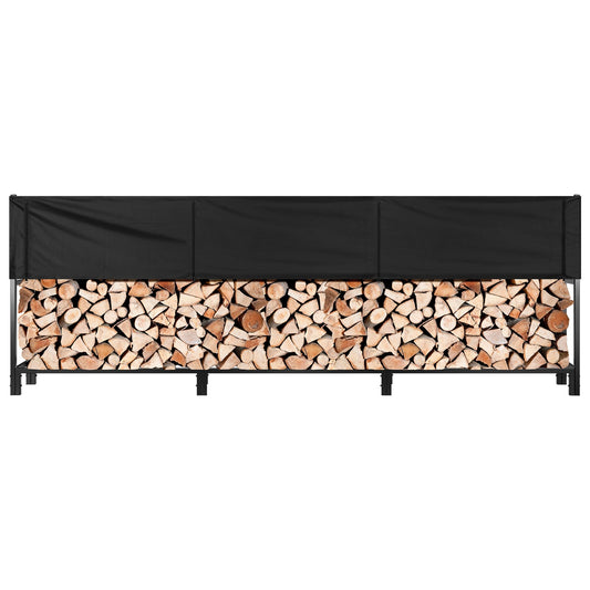 VIVOHOME Upgraded Heavy Duty 12 ft 3/4 Cord Firewood Rack Outdoor with Cover Combo Set, Thick Steel Log Holder Up to 4400 lb, Fire Wood Pile Storage Stand Organizer Black