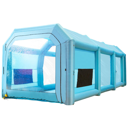 VEVOR Inflatable Paint Booth, 39.4x16.4x13.1 ft Spray Paint Booth, with 2 Powerful Blowers, Inflatable Spray Booth with Air Filter System, Car Paint Booth for Car Parking Tent Workstation, Blue