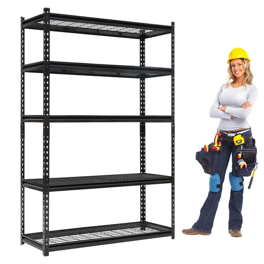 GlowSol 5 Tiers Adjustable Metal Shelf, 2200LBS Heavy Duty Storage Shelving Rack, Freestanding Utility Metal Storage Shelves for Garage, Warehouse, Industry and Basement, 48 in l x 18" w x 73" h