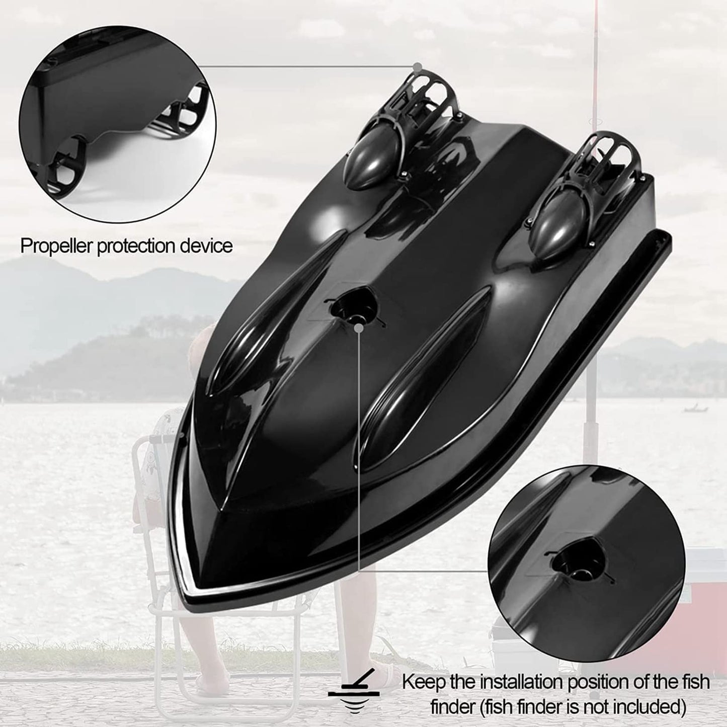 Bait Boat for Fishing RC Fishing Bait Boat for Carp Fishing - 546Yards Remote Control with 3.3lbs Loading (Grey)