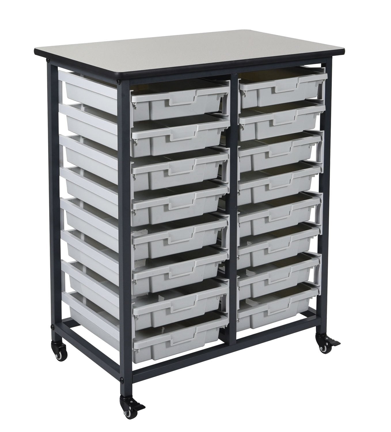 LUXOR MBS-DR-16S Mobile Bin System - Double Row Grey 20 L x 30 75 W x 37 5 H