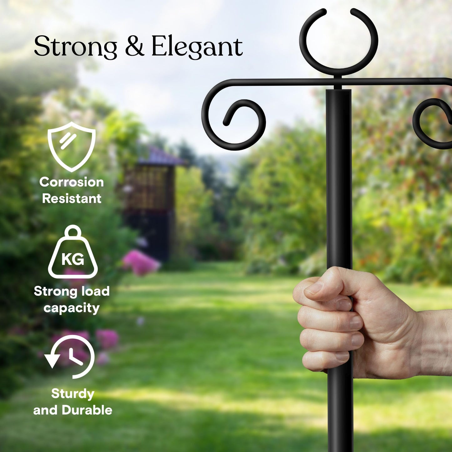 Brightech Bundle 104 (93+11) FT Ambience Pro Solar Powered Outdoor LED String Lights + String Light Poles - 2 Pack
