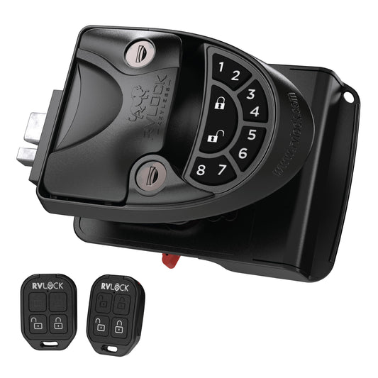 RVLOCK V4 Durable Metal RV Door Lock with Keypad and Remote, Premium Replacement for Trailers, Secure and Convenient Keyless Camper Door Lock Replacement, Patented Security Technology