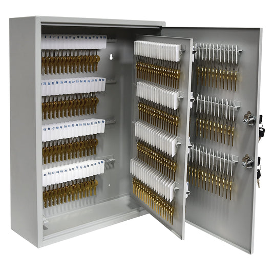 BankSupplies STEELMASTER 320 Key Cabinet - Dual Lock Control Key Box - Welded 22 Gauge Steel Construction - Scratch Resistant - Write-On Key Tags for Easy Identification