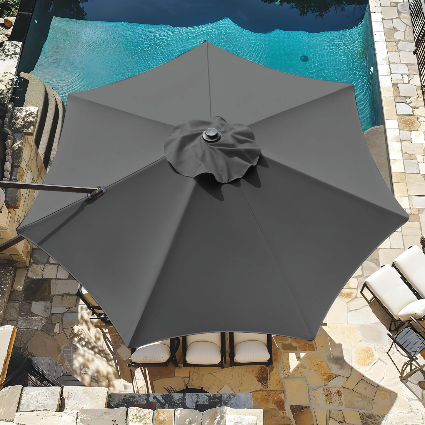 wikiwiki 11 FT Cantilever Patio Umbrella, Offset Umbrella Outdoor Patio, 6-Level 360°Rotation Heavy Duty Large Umbrella with Cross Base, Grey