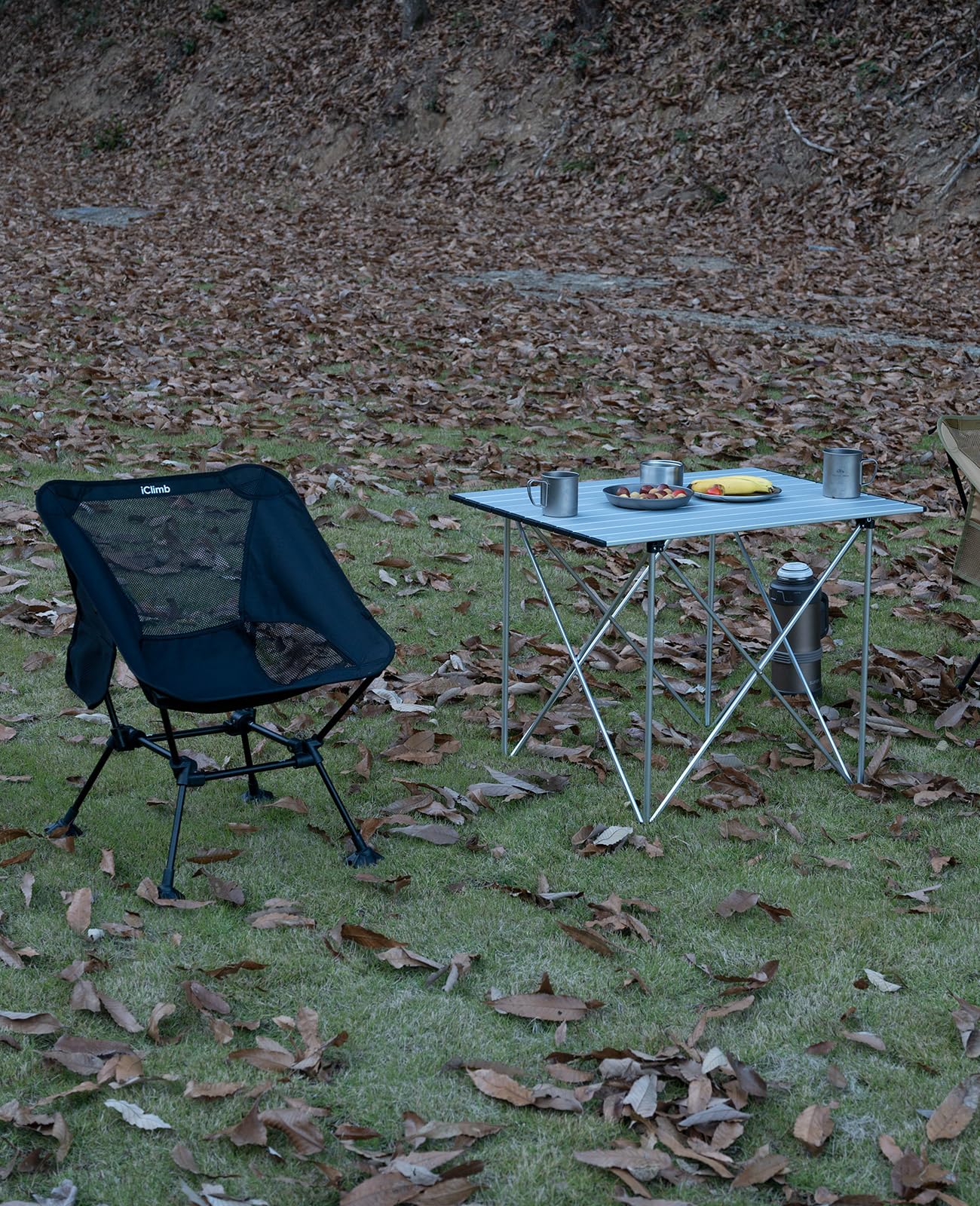 iClimb 1 Light Folding Table and 2 Ultralight Anti-Sinking Folding Chair Bundle for Adults Outdoor Camping Beach Concert