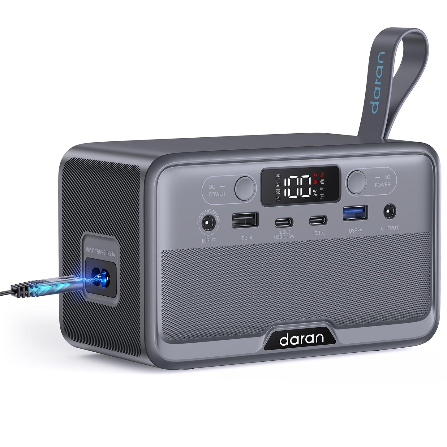DARAN Portable Power Station, Ultra-Light 100W 89.6Wh Backup Battery with USB-C Fast Charge, AC/Solar Recharge, Perfect for Camping Gear, Phones, GoPro, Lights & Emergency Use
