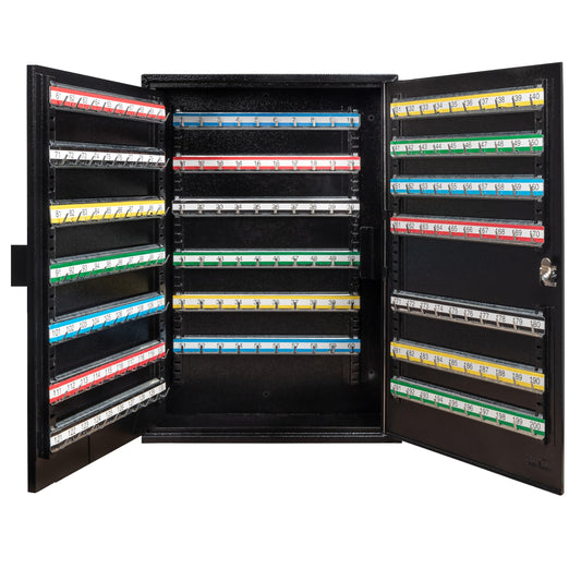 Durabox 200 Position Steel Key Cabinet - Organize and Secure Key Storage Lock Box with Numbered Hooks and Tags for Valets, Hotel, Office, Car Dealerships and More (K200) (Black)
