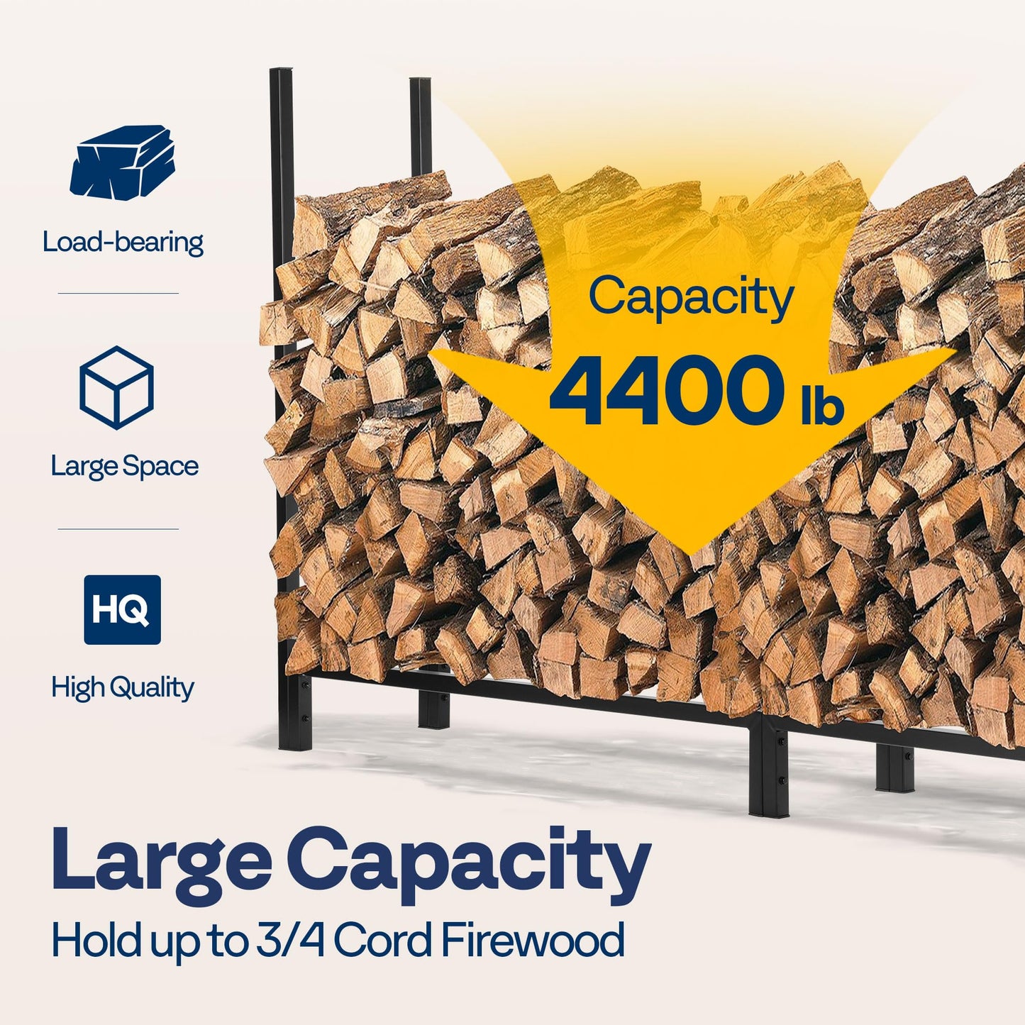 VIVOHOME 10ft Heavy-Duty Firewood Rack with Cover, Outdoor Log Holder Combo, Black and Upgraded 12ft Heavy-Duty Firewood Rack with Cover, 4400lb Capacity Log Holder, Black