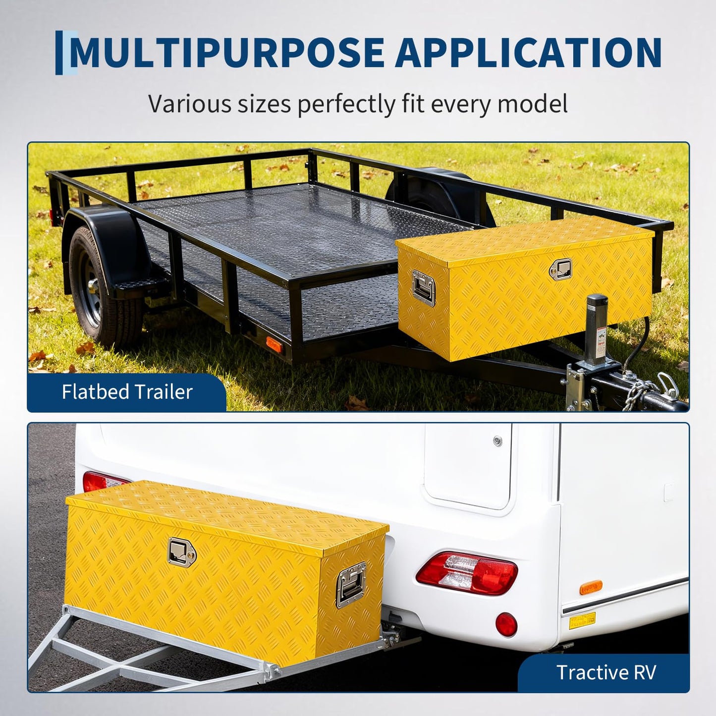 Patikuin Truck Bed Tool Box,Heavy Duty Aluminum, Waterproof & Lockable Storage for Pickup Beds, RVs & Trailers, Secure Organizer with Side Handles, Gas Strut Lid, Bed-Mounted