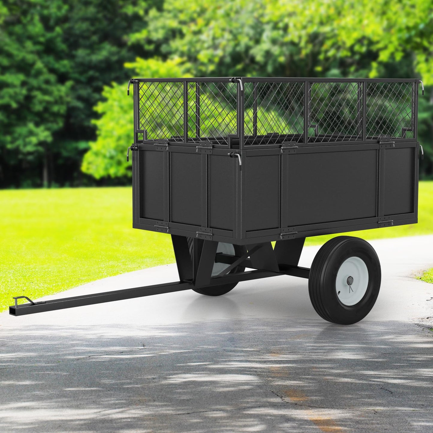 Heavy Duty Utility Trailer, 750lbs Capacity 17 Cu. Ft. ATV Dump Trailer, Garden and Lawn Mower Trailer with Removable Sides, Pull Behind Yard Cart for Tractors, ATV & UTV – Ideal for Hauling & Dumping
