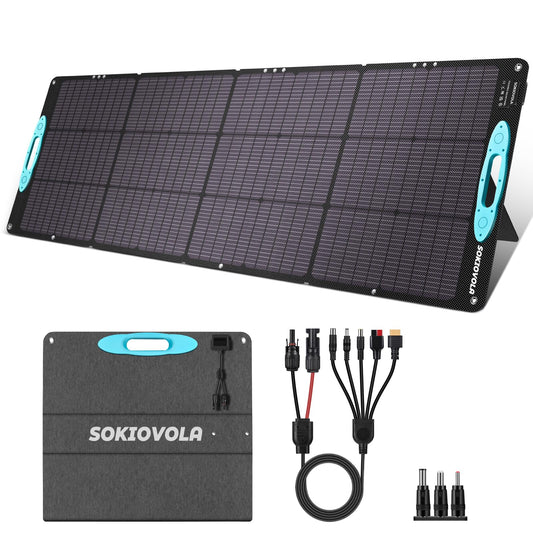 SOKIOVOLA 200W Portable Solar Panels for Power Station, IP68 Waterproof ETFE Foldable Solar Panel Kit 25% High Conversion Efficiency Solar Panel for Camping Outdoor RV Blackout
