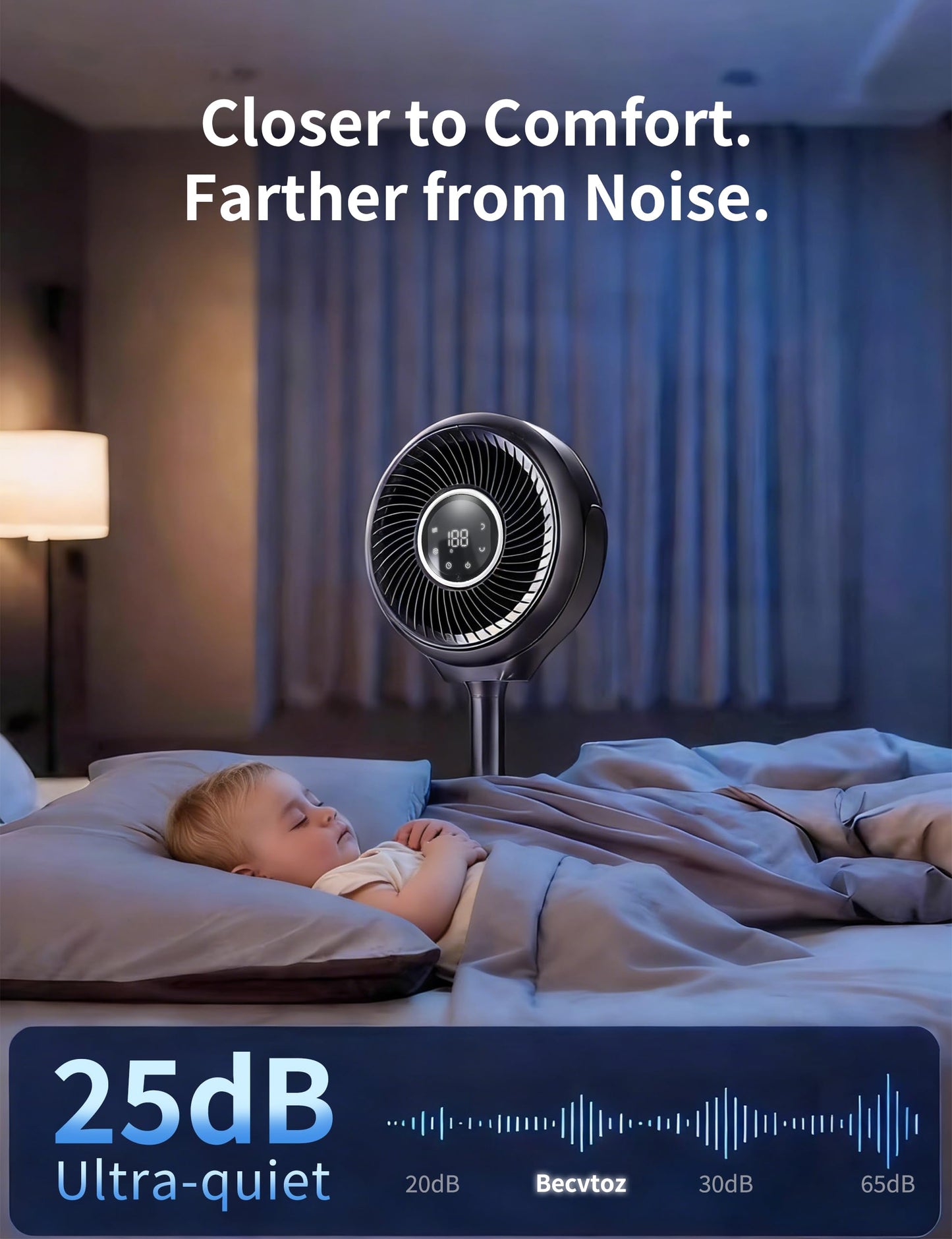Standing Fan for Bedroom, Omnidirectional 180° Oscillating Quiet Pedestal Floor Fans, 25dB Ultra Quiet DC Cooling Fan Blows Cold Air with Remote, 15 Speed, 3 Modes, 12H Timer, 15-38" Height Adjustable