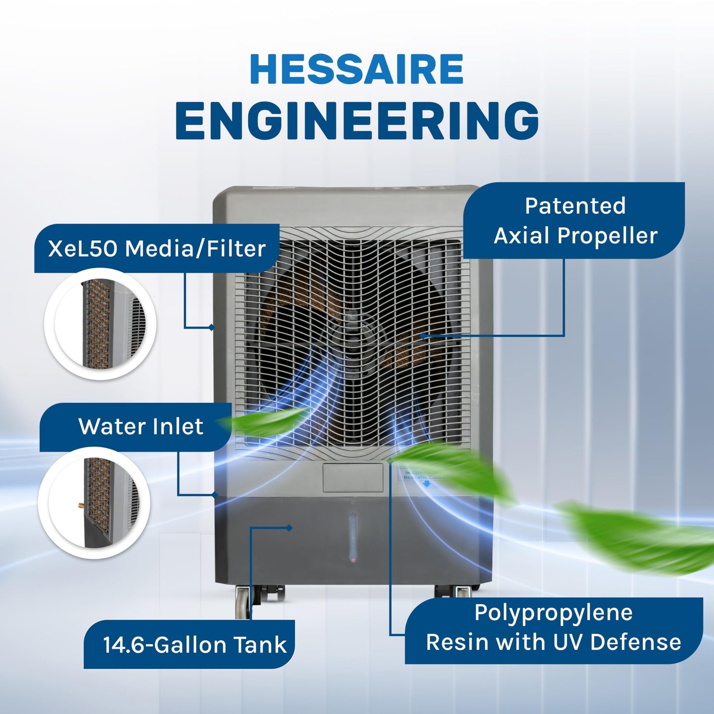 Hessaire 5300 CFM 3-Speed Portable Evaporative Cooler (Swamp Cooler) for 1600 square feet