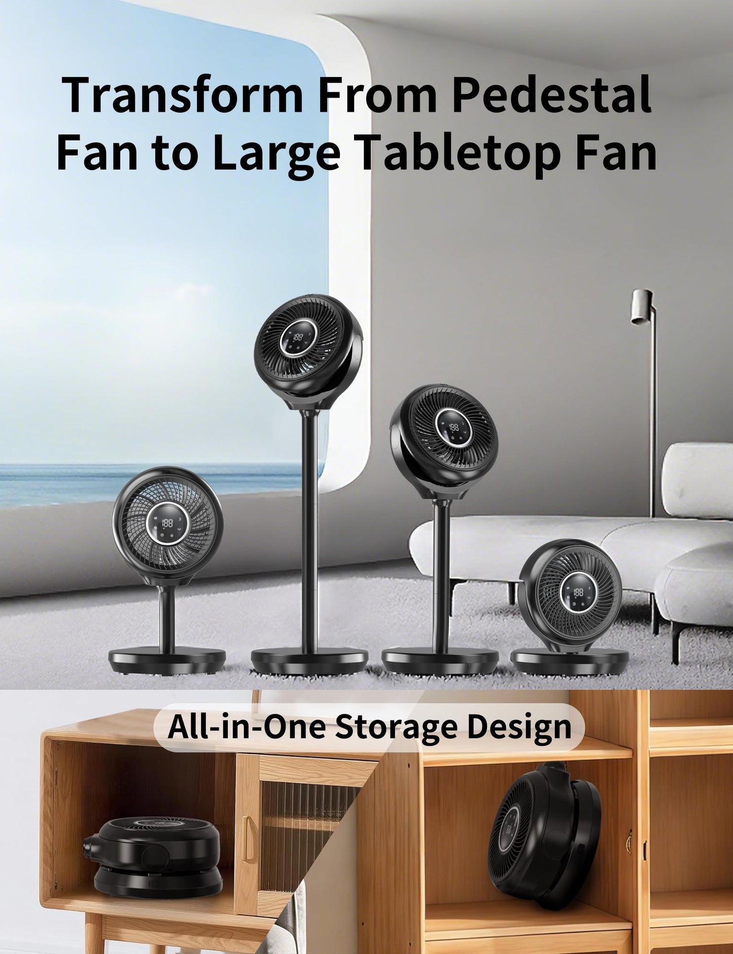 Standing Fan for Bedroom, Omnidirectional 180° Oscillating Quiet Pedestal Floor Fans, 25dB Ultra Quiet DC Cooling Fan Blows Cold Air with Remote, 15 Speed, 3 Modes, 12H Timer, 15-38" Height Adjustable