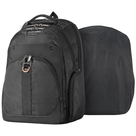 EVERKI Atlas Business Laptop Backpack (EKP121) with Black Rain Cover - Men's Backpack with 13"-17.3" Compartment, 32L Capacity - Travel-Friendly Backpack & Rain Cover Bundle