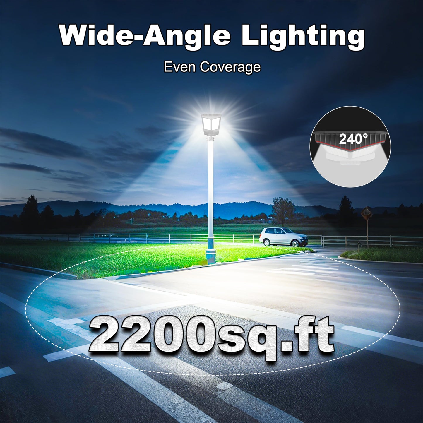 Jadisi Solar Street Light, Dusk-to-Dawn Waterproof LED Solar Street Lights Outdoor with Pole Mount,9000W IP67,7000K, High Lumen Outdoor Lighting for Driveway, Farm, Street & Parking