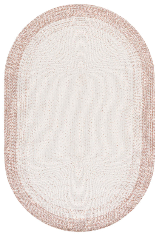 SAFAVIEH Washable Rug Outdoor Braided Collection - 6' x 8' Oval, Ivory & Beige, Handmade & Reversible, Non-Shedding & Easy to Clean, Ideal for Patio, Backyard, Mudroom (BRA283B)