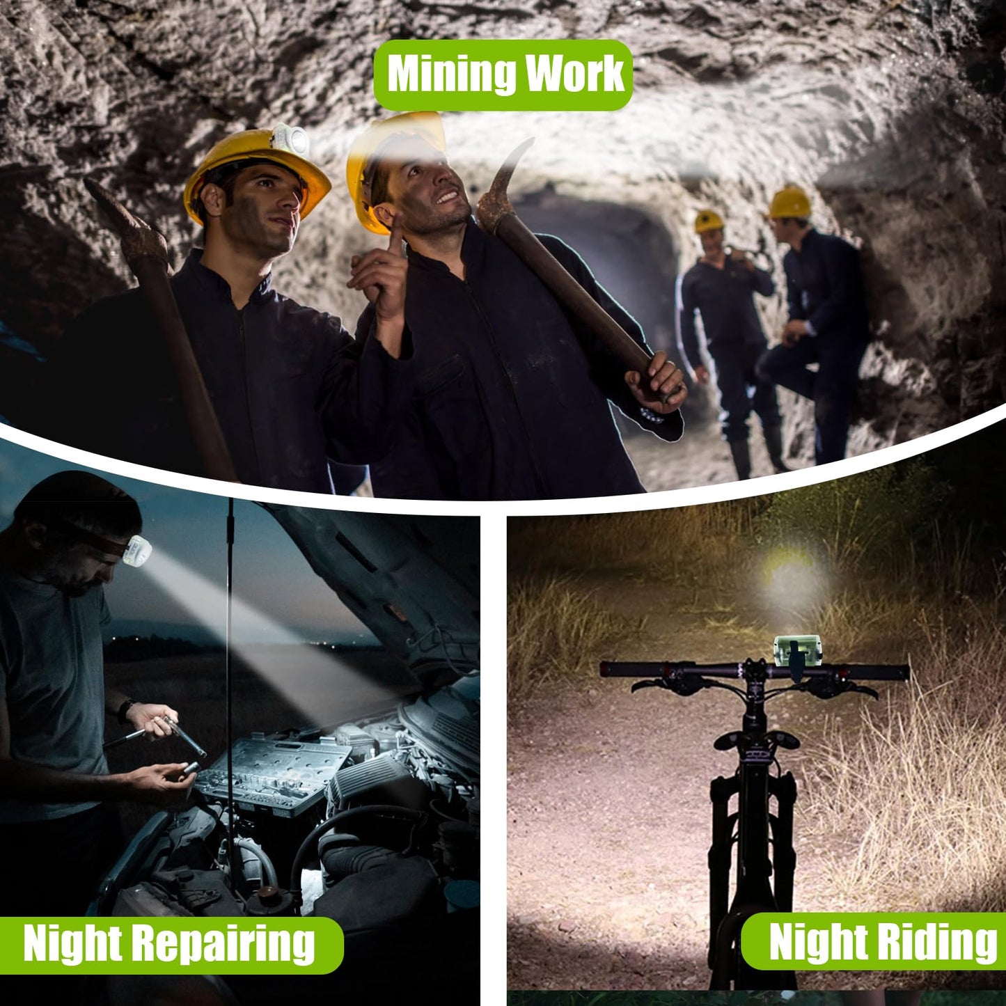 Vanvale High Lumen Superbright LED Hard Hat Mine Light with Charger, 3 Modes IP68 Waterproof/Rechargeable Mining Light Hands Free Lightweight Flashlight for Outdoor Mining Hiking Fishing