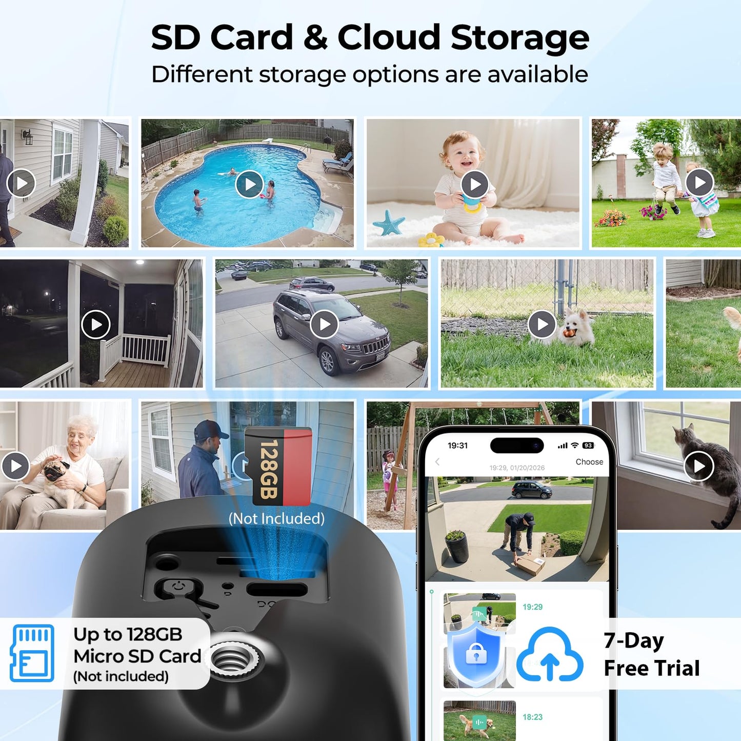 JESIOO Security Cameras Wireless Outdoor 2K Solar Powered WiFi Cameras for Home Security,AI Motion Detection,Siren Alarm,Spotlight Color Night Vision,2-Way Audio,SD/Cloud Storage (4 Cams)