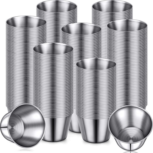 Remerry 500 Pcs Metal Sauce Cups Individual Salsa Metal Ramekins 2.5 oz Dipping Stainless Steel Sauce Cups Bulk Salsa Bowl Round Condiment Ramekins