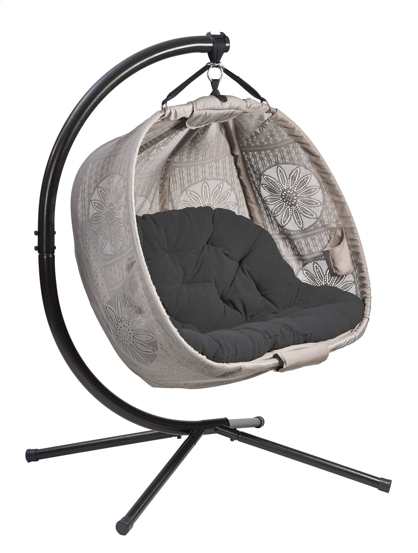 FlowerHouse Hanging Pumpkin Patio Chair - Dreamcatcher Black Cushion