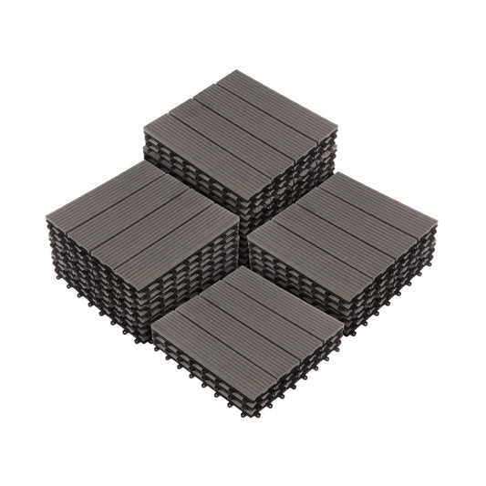 Interlocking Deck Tiles - 30-Pack 11.6-in Wood Plastic Composite All-Weather Outdoor Flooring Balcony Poolside or Patio by Pure Garden (Gray)