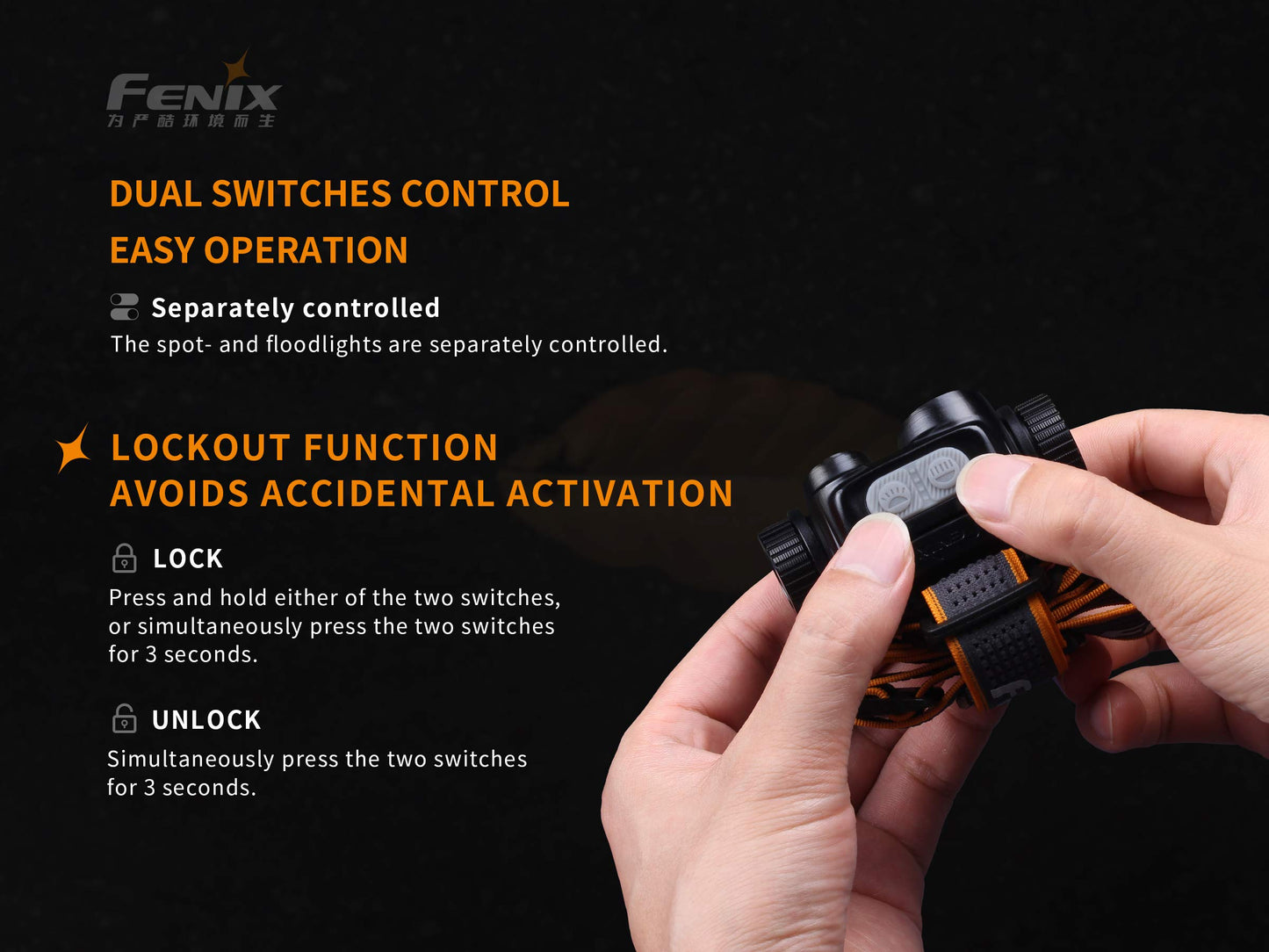 Fenix HM65R Rechargeable Headlamp, 1400 Lumens Dual Beam LED HeadLamp with USB-C Charging, IP68 Waterproof, Lightweight Design for Running, Hiking, Camping, and Work, with Lumentac Organizer