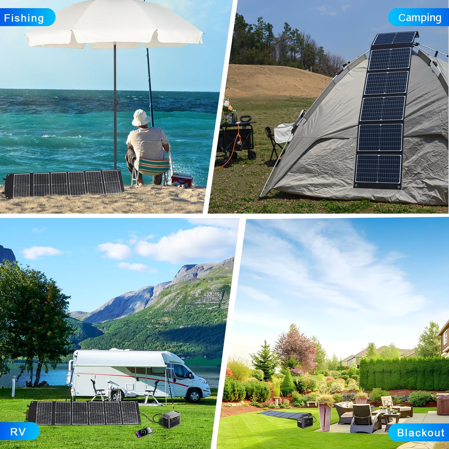 wagnation 100 Watt Portable Solar Panel, Foldable Solar Panel Charger with Kickstands, QC3.0 USB-A USB-C & DC Output for Phone/Power Station, IP65 Waterproof for Camping Backpacking Hiking RV Blackout