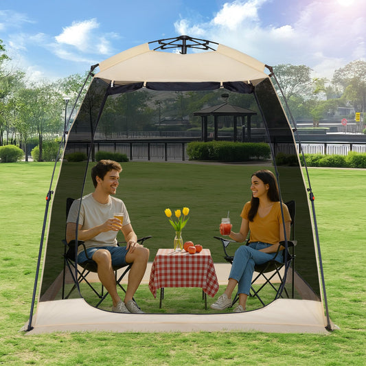 EighteenTek® Screen House Gazebo, 2-4 Person Pop Up Screen Tent, Instant Screen Room with Carry Bag, Outdoor Mosquito Tent Pop-Up, Sun Shade Shelter for Patio, Garden, Backyard, Deck 7 x 4 x 6.5 FT